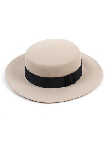 Black Grosgrain-Trimmed Wool Flat Fedora IV - Universal chemistry - Modalova