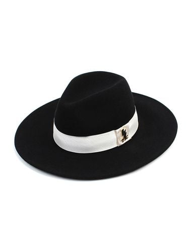 White Grosgrain-Trimmed Wool Fedora - Universal chemistry - Modalova