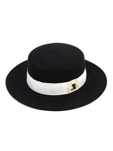 White Grosgrain-Trimmed Wool Flat Fedora - Universal chemistry - Modalova