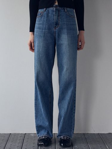 Straight Washed Denim Jeans (Blue) - NICK&NICOLE - Modalova