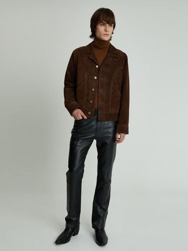 Suede Trucker Jacket (Dark Brown) - ANDROS - Modalova