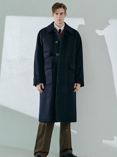 Wool Balmacaan Overfit Coat [Navy] - LeftSeoul - Modalova