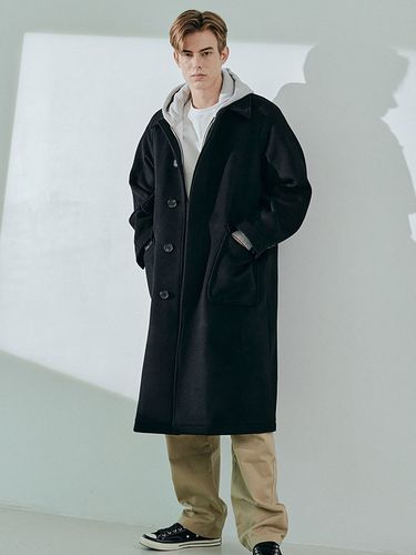 Wool Balmacaan Overfit Coat [Black] - LeftSeoul - Modalova