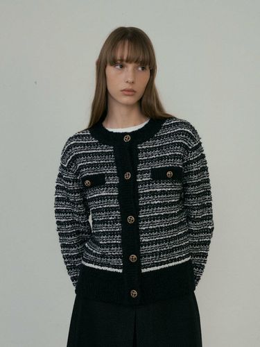 Multi Knit Tweed Cardigan_Black - octette - Modalova