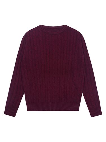 Fisherman Cable-Knit Sweater Wine - SOLEW - Modalova