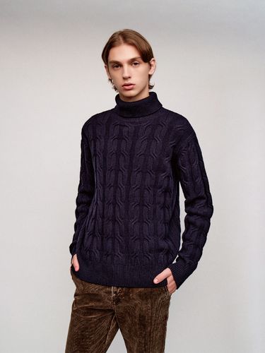 Turtleneck Fisherman Sweater Navy - SOLEW - Modalova