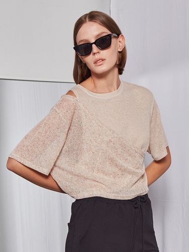 Linen Two-piece Layered T-shirt_Beige - FABER FINGER - Modalova