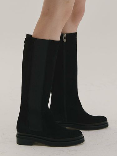 B22F48 Long Boots - Suede Black - BLANC TOE - Modalova