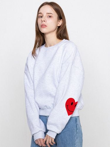 Elbow Heart Smile Crop Sweatshirts _ Melange White - GRAVER - Modalova