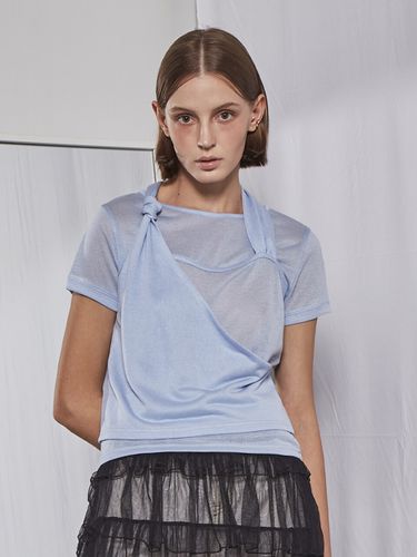 Layered Strap T-shirt_Blue - FABER FINGER - Modalova