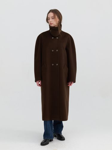 Semi Double Breasted Wool Cashmere Coat_Brown - a.t.corner - Modalova