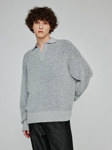 Collar V-Neck Knit _ Gray - THE KNIT COMPANY - Modalova