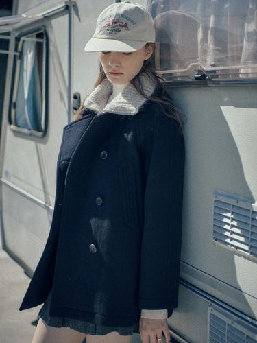 Wool Pea Coat - LOEUVRE - Modalova