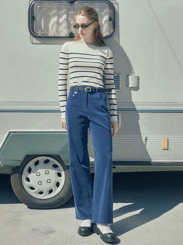 Corduroy Straight Pants - LOEUVRE - Modalova