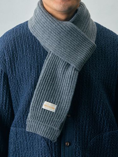 Wool Knit Muffler [Grey] - Ramolin - Modalova