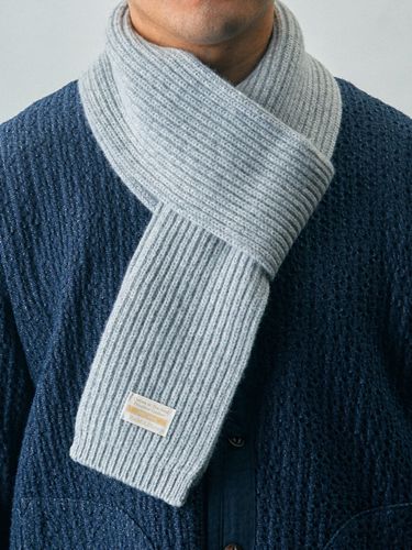 Wool Knit Muffler [Mellow Grey] - Ramolin - Modalova