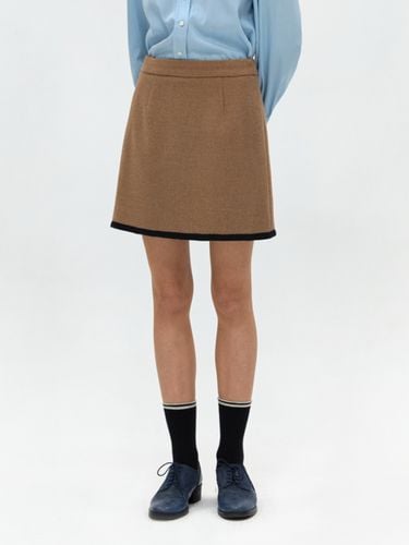 Wool Blend Tweed Skirt_Brown - DEPOUND - Modalova