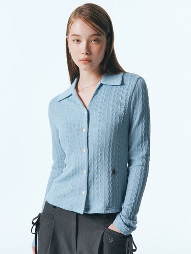 Open Collar Knit Cardigan_Sky Blue - CITYBREEZE - Modalova