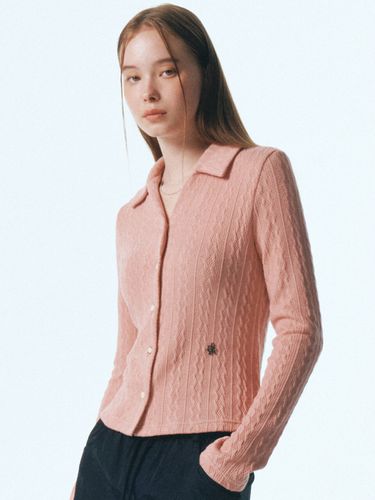 Open Collar Knit Cardigan_Pink - CITYBREEZE - Modalova