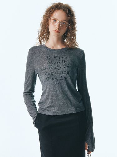 Life Lettering Long Sleeve T-Shirts_Charcoal - CITYBREEZE - Modalova