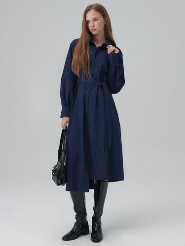 Wrinkle-Free Stitch Point Long Dress_Navy - CITYBREEZE - Modalova