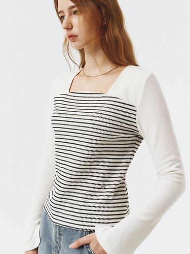 Square Neck Stripe Top - Cream - ARTID - Modalova