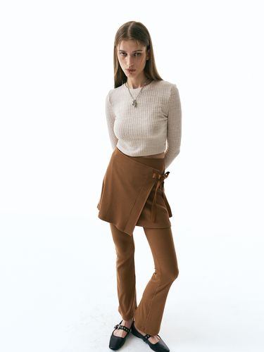 Layered Rib Skirt Pants - ellonarc - Modalova