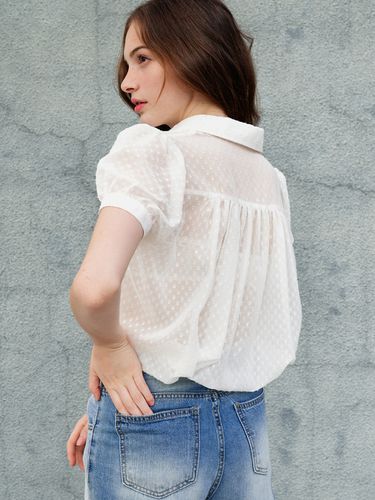 Amy Dot Chiffon Blouse_White - SORRY TOO MUCH LOVE - Modalova