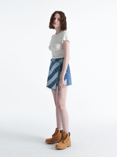 Ellen Wrap Mini Denim Skirt_Blue - ellonarc - Modalova