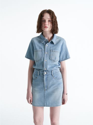 Overall Denim Mini Skirt_Light Blue - ellonarc - Modalova