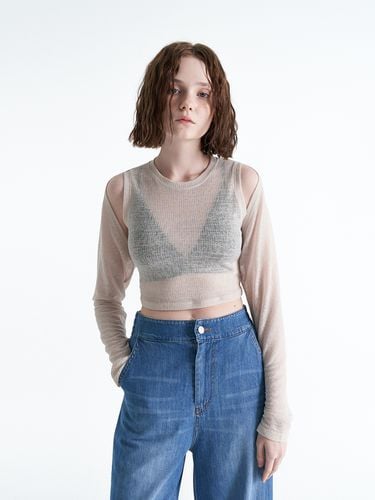 Crop Bolero Half T-shirt_Beige - ellonarc - Modalova