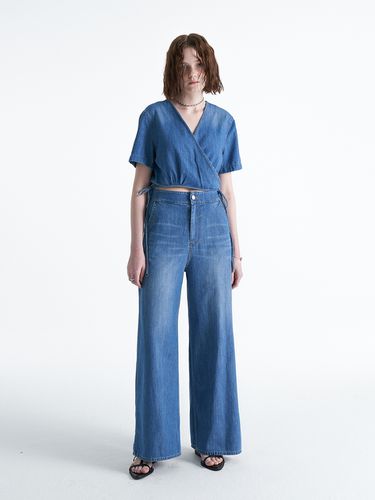 Soft Banded Wide Denim Pants_Blue - ellonarc - Modalova