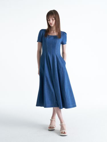 Soft Slit Line Dress_Blue - ellonarc - Modalova