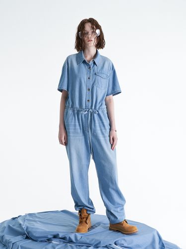 Overfit Half Denim Jumpsuit - ellonarc - Modalova