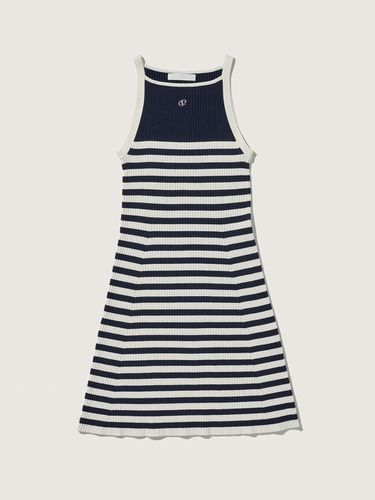 Stripe Sleeveless Knit Dress - Navy - PLAC - Modalova