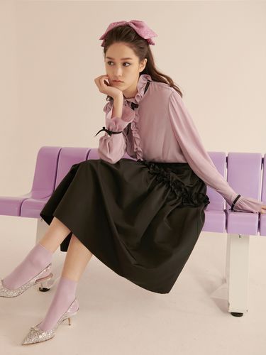 Frill Riboon Long Blouse - Purple - TAV - Modalova