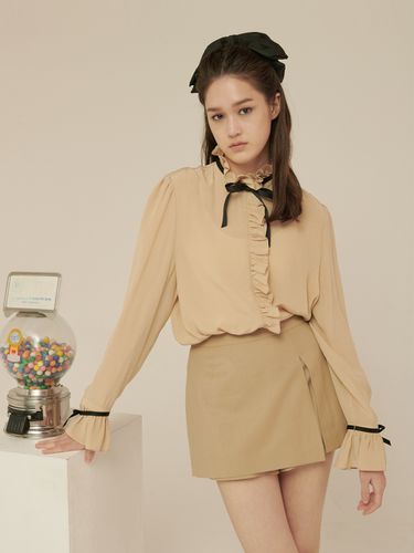 Frill Riboon Long Blouse - Beige - TAV - Modalova