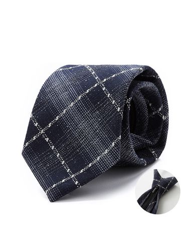 Classic Plaid Pattern Zipper Necktie - STCO - Modalova