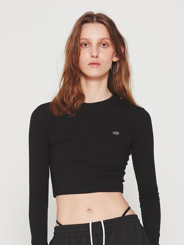 Basic Long Sleeve Crop Top (Black) - CRANK - Modalova