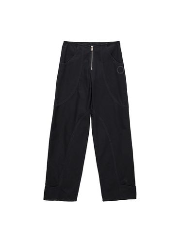 Wavy Stitch Zipper Cotton Pants_Black - Matin Kim - Modalova