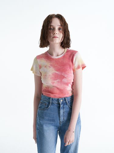 Crop Water Print Half T-shirt_Pink - ellonarc - Modalova