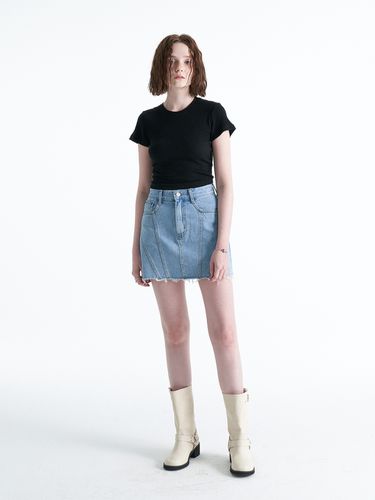 Slit Mini Denim Skirt_Light Blue - ellonarc - Modalova