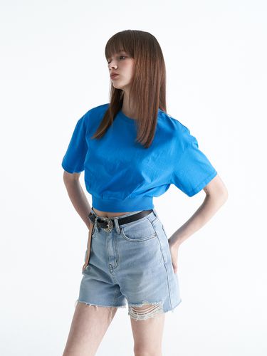 Basic Tucked Half T-shirt_Blue - ellonarc - Modalova