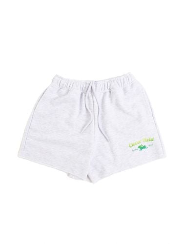 Arch Logo Graphic Frayed Hem Sweat Shorts - CLEVER FIELD - Modalova