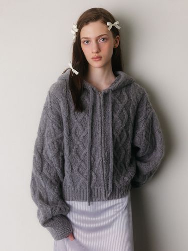 Mohair Twisted Zip Up Cardigan - THETIS - Modalova