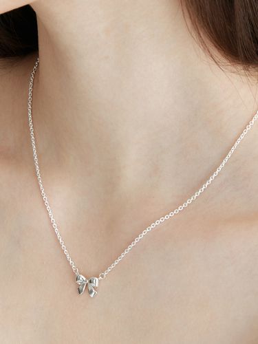 Silver] Lovely Ribbon Necklace - OVT-U - Modalova