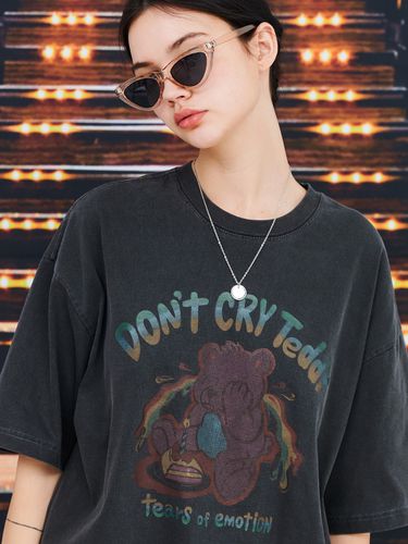 Dont Cry Teddy Pigment-Dyed T-Shirt_Smoke Black - CPGN - Modalova