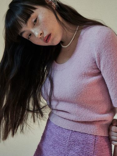 U Neck Knit Top_Pink - The Aperture - Modalova