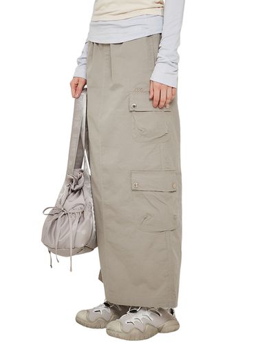 Washed Cargo Maxi Skirt (Beige) - CRANK - Modalova