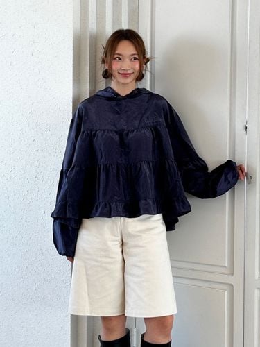 Shirring Hood Blouse_Navy - CELITAILS - Modalova